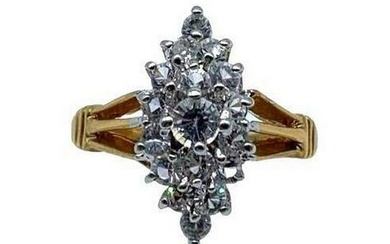 Ladies Vintage Diamond Polished Centre Stone Ring With Swarovski Crystals - Size 6