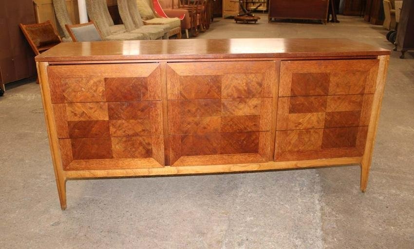 Lane mid century modern burl walnut 9 drawer chest