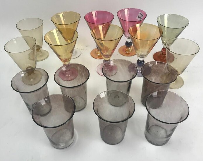 Large Collection of Colored Stemware