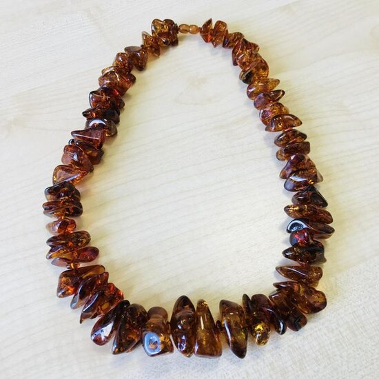 Large Dark Natural Polished Baltic Amber Necklace