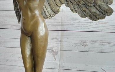 Large "Descending Night" Bronze Sculpture After A. Weinman Nude Angel Figure - 30lbs
