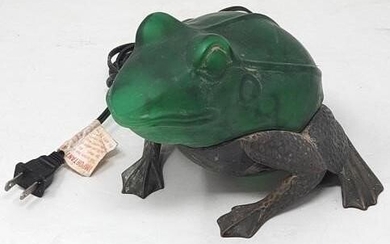 Large Iron and Glass Frog Table lamp