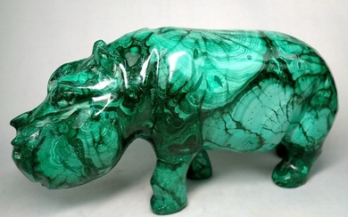 Large Old Malachite Hippo 8788ct - 185×90×65 mm - 1757.6 g