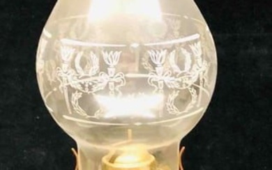Large Vintage Clear Oil Lamp P &A MFG CO. Thomaston CT