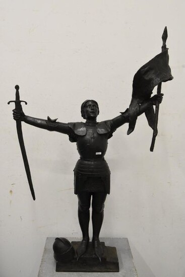 Large bronze representing Joan of Arc, trace of signature, early 20th century (Ht 115cm)