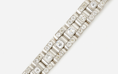 Late Art Deco, Diamond, platinum, and gold bracelet