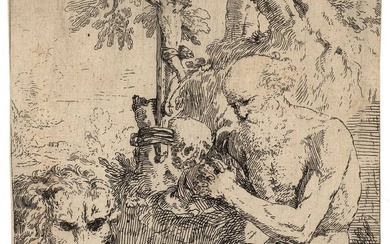 Lepautre, Jean (1618-1682). St Jerome in the wilderness with lion...