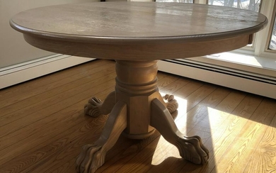 Lion Paw Oak Round Pedestal Dining Table w Leaves