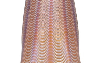 Loetz, Aeolus orange dimpled vase, circa 1900, Iridescent glass, Unmarked, 15.5cm high