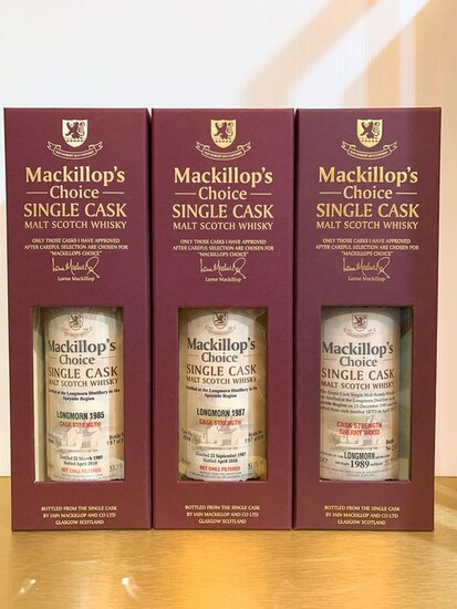 Longmorn 1985 31 years old Longmorn 1985 1987 1989 - Mackillop's Choice - b. 2000s to today - 70cl - 3 bottles