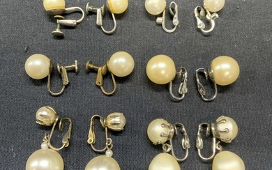 Lot 6 Vintage Barbara Lee Faux Pearl Earrings +