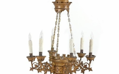 Louis Philippe Neo-Gothic Giltwood Six Light