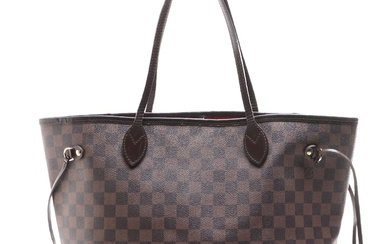 Louis Vuitton Neverfull MM in Damier Ebene Canvas and Dark Brown Leather