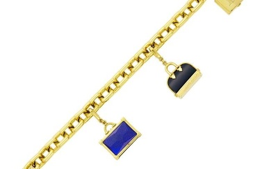 Louis Vuitton Paris Gold and Enamel Charm Bracelet