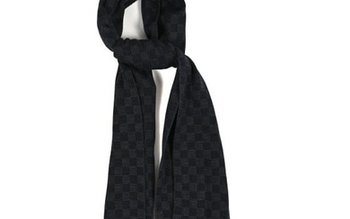 Louis Vuitton Wool Bonnet Petit Damier Graphite Scarf Black