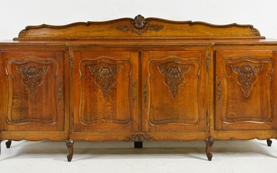Louis XV Style Carved Oak 4 Door Server / Sideboard