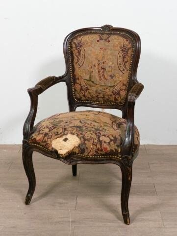 Louis XV Style Needlepoint Fauteuil Chair