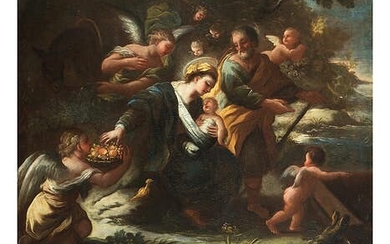 Luca Giordano, 1632/34 Neapel – 1705 ebenda, zug., RUHE AUF DER FLUCHT NACH ÄGYPTEN