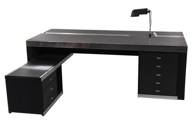 MARIANI EXECUTIVE DESK WITH CREDENZA, DRAWERS & DESK LIGHT