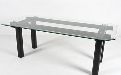 MODERN ARCHITECTURAL WOOD & GLASS DINING TABLE