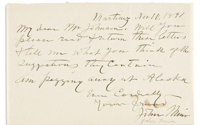 MUIR, JOHN. Autograph Letter Signed, to "My dear Mr