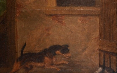 Martin Theodore Ward, study of two dogs vying for a bone.