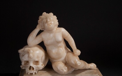 Marvellous alabaster sculpture representing a Memento Mori, Central Italy 17th century