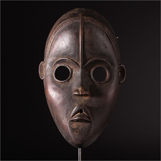 Mask - Wood - Metal Display - Dan - Ivory Coast - 23 cm