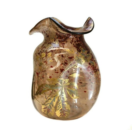 Massive Ernest Baptiste Leveille French Art Glass Vase