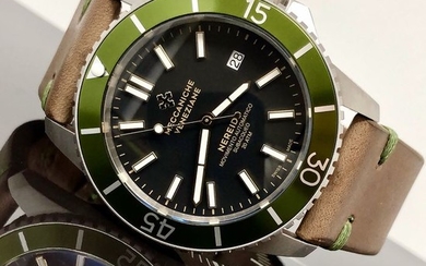 Meccaniche Veneziane - Automatic Diver Watch Nereide 3.0 Green Bezel + EXTRA Rubber Strap - 1202005 - Men - BRAND NEW