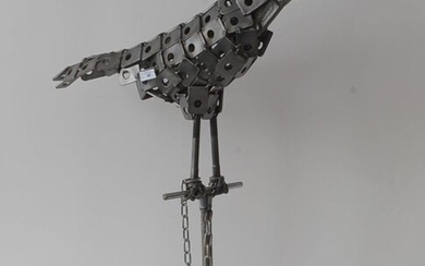 Metal bird, made from metal parts, monogram 'SW', 2004, h. 66 cm.