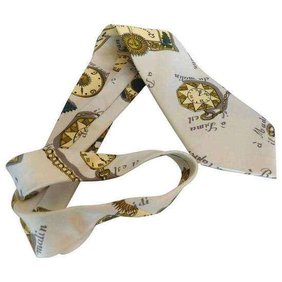 Mid-Century Fornasetti Silk Tie with a Timepiece Motif