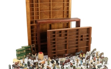 Miniature Metal Cast Dollhouse Furniture, Animals and Letterpress Trays