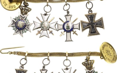 Miniaturen, Miniaturketten und Miniaturspangen Miniaturkette mit 4 Auszeichnungen Sachsen- Militär...