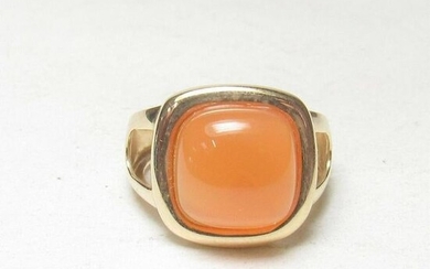 Modern 4.25ct Orange Carnelian 14kt Gold Ring