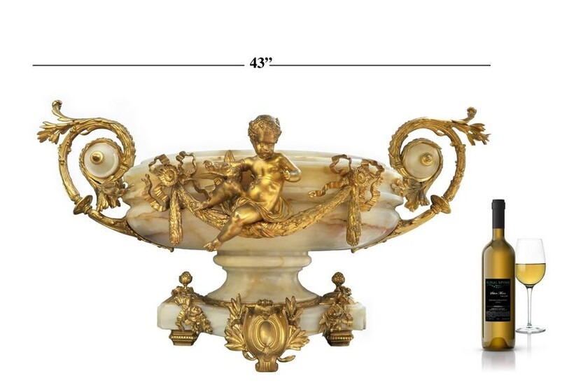 Monumental 19th C. French Marble Gilt Dore' Bronze