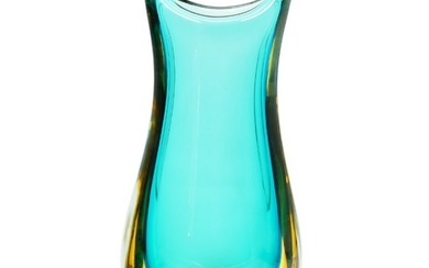 Murano Glass Sommerso Swallow Vase in Enchanting Light Blue and Amber Hues