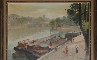 Mykola Vasyl Krychevsky, View of the Seine, Oil
