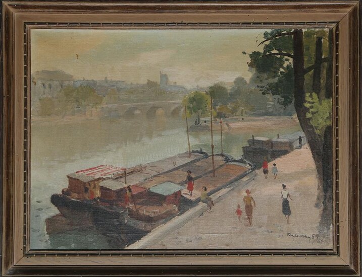 Mykola Vasyl Krychevsky, View of the Seine, Oil