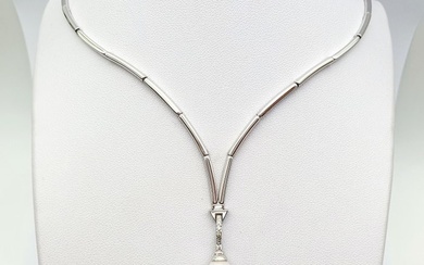 Necklace - 18 kt. White gold Pearl - Diamond