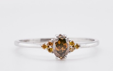 No Reserve Price - 0.39 tcw - Fancy Deep Orangy Brown - 14 kt. White gold - Ring Diamond