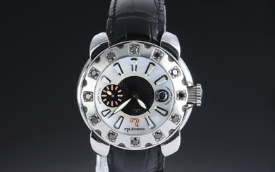 Nubeo 'Medusa Project'. Men's steel watch with mother-of-pearl dial and black diamonds, approx. The 2010s