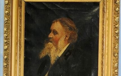 Oil on canvas portrait of bearded man, 30 x 23