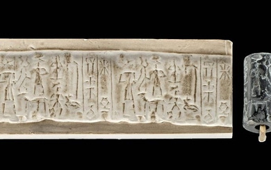 Old Babylonian Stone Cylinder Seal Bead Deity