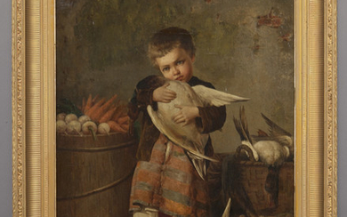 Oldrich Farsky "Untitled (Boy with goose) oil