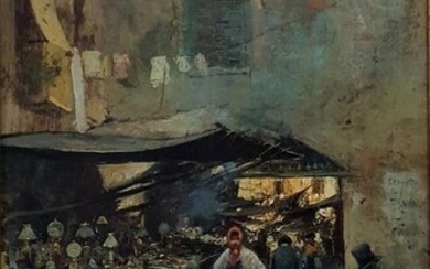 Oscar Ricciardi ( 1864-1935) - Mercato presso l'antica porta,Napoli