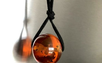 Outstanding Unique Vintage Amber Pendant made from a