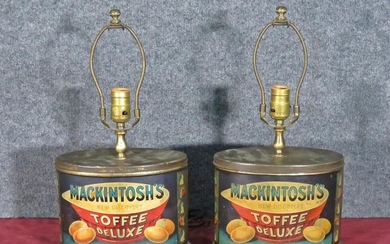 PAIR ANTIQUE TIN CAN ADVERTISING LAMPS