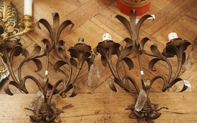 PAIR OF FRENCH WALL SCONCES, C.1940'S, H.37CM