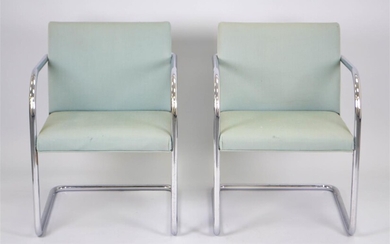 PAIR OF MIES VAN DER ROHE FOR THONET CHROME OPEN ARMCHAIRS, CIRCA 1960